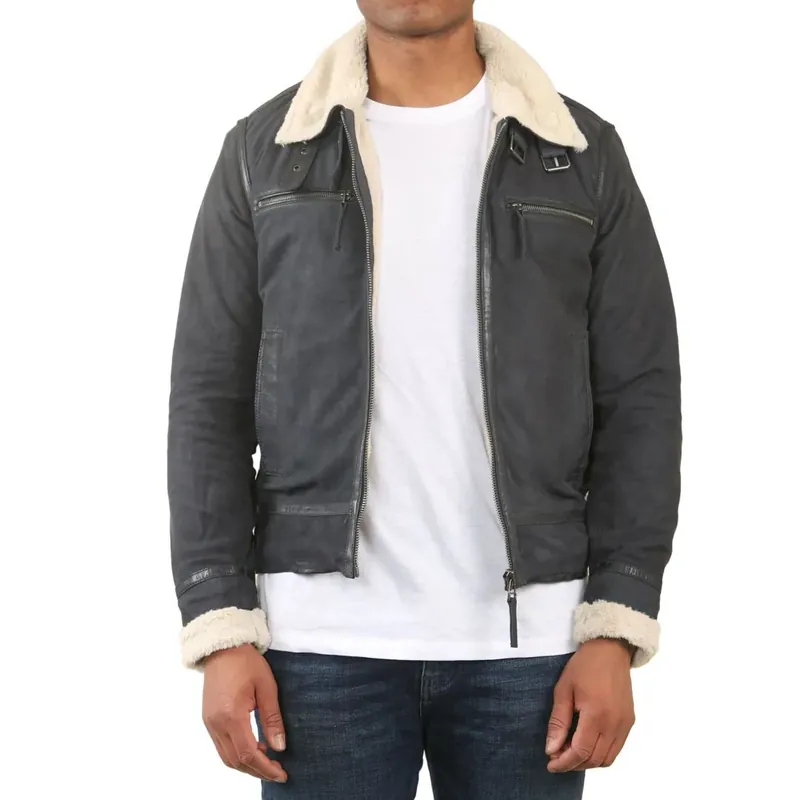 Suede Pilot Aviator Leather Jacket - TruClothing