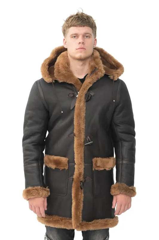 Winter Sheepskin Hooded Duffle Coat-Isleworth