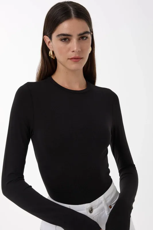 Slim Fit Crew Neck Long Sleeve Top - Hiccup