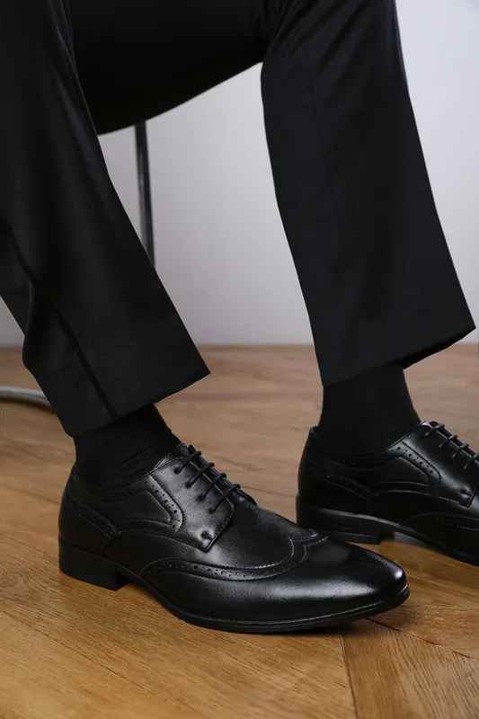 Dominic' Lace Up Derby Textured Formal Dress Work Shoes - Where's That From
