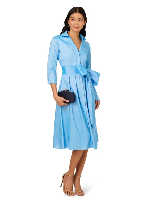 Taffeta Shirt Midi Dress - Adrianna Papell