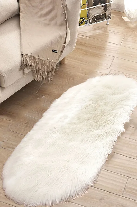 180 x 100cm Oval Super Soft Shaggy Area Rug - Living and Home