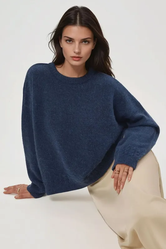 Braiding Detailed Textured Crew Neck Sweater - Hiccup
