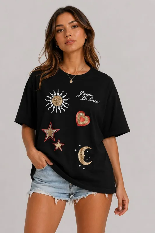 Celestial Inspired Artwork Graphic - Oversized - T-Shirt
