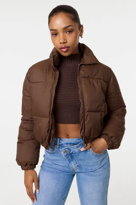 Brown Puffer Jacket - Pink Vanilla