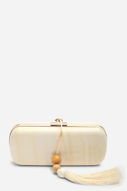 Falcon Marble Finish Tassel Clutch Bag - Where's That From