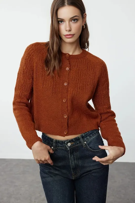 Soft Textured Button Front Knit Cardigan - WOVCOR