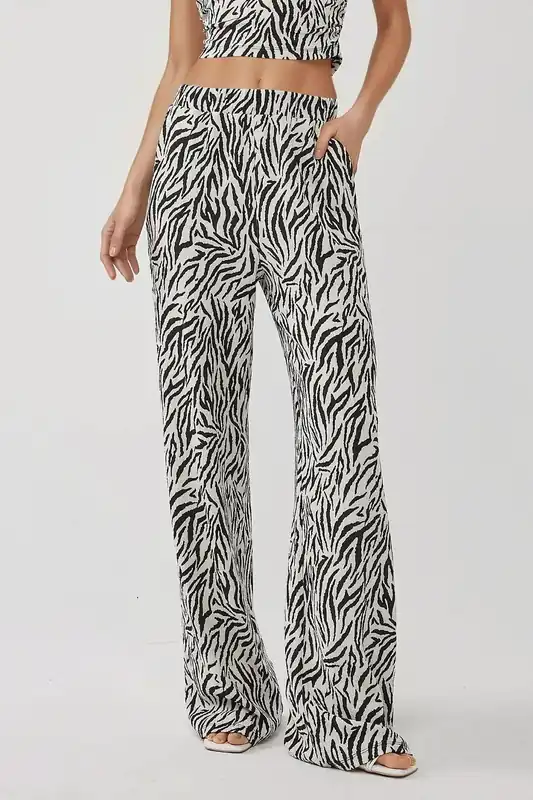 Wide Leg Zebra Print Trousers - Hiccup