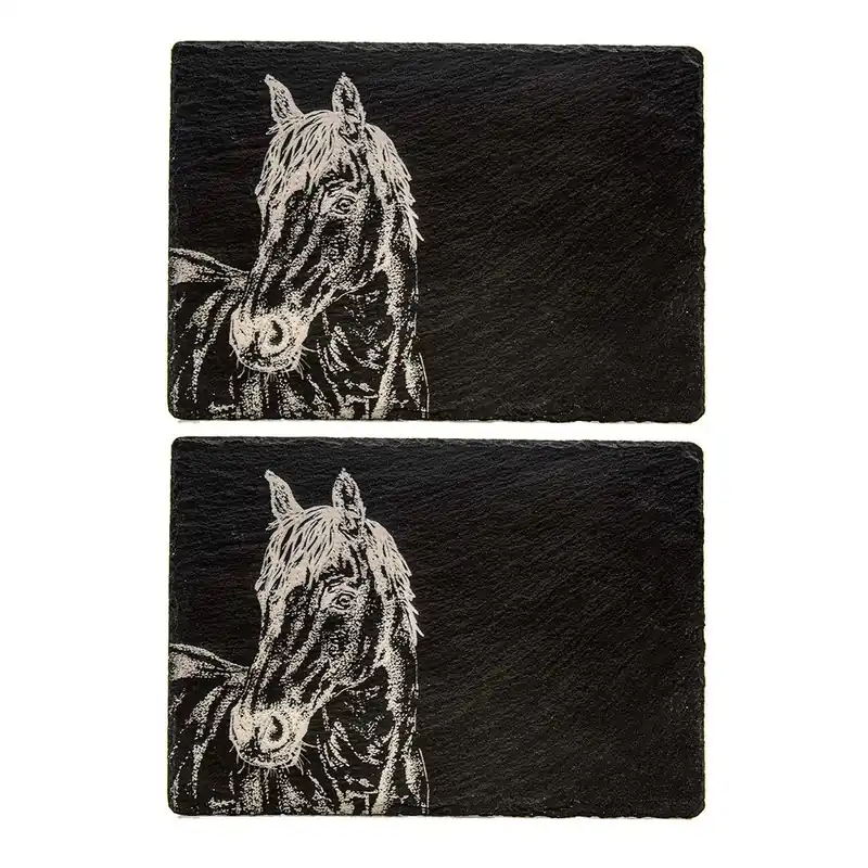 2 Slate Place Mats - Horse Portrait