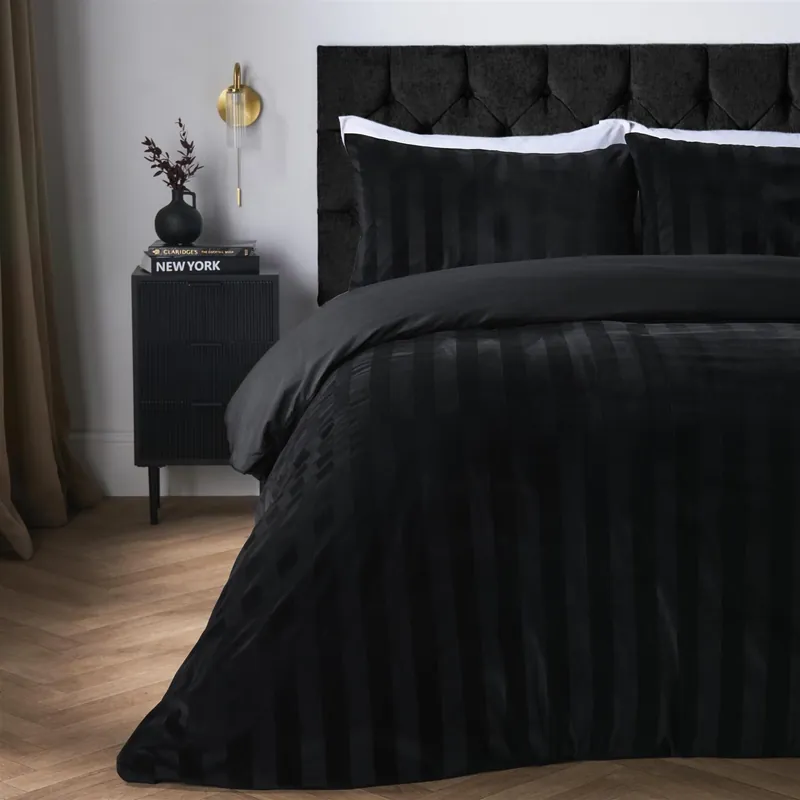 Velvet Stripe Super Soft Duvet Cover Bedding Set - OHS