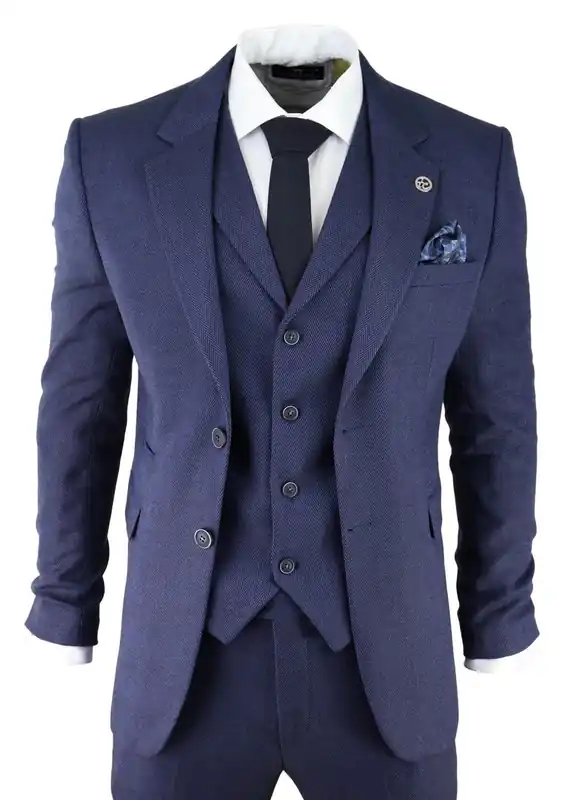 3 Piece Tweed Herringbone Suit Peaky Blinders Classic Tailored - Infinity Leather