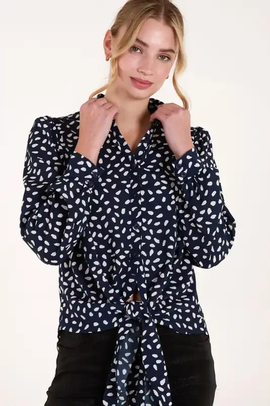 Abstract Polka Dot Oversized Shirt - Blue Vanilla