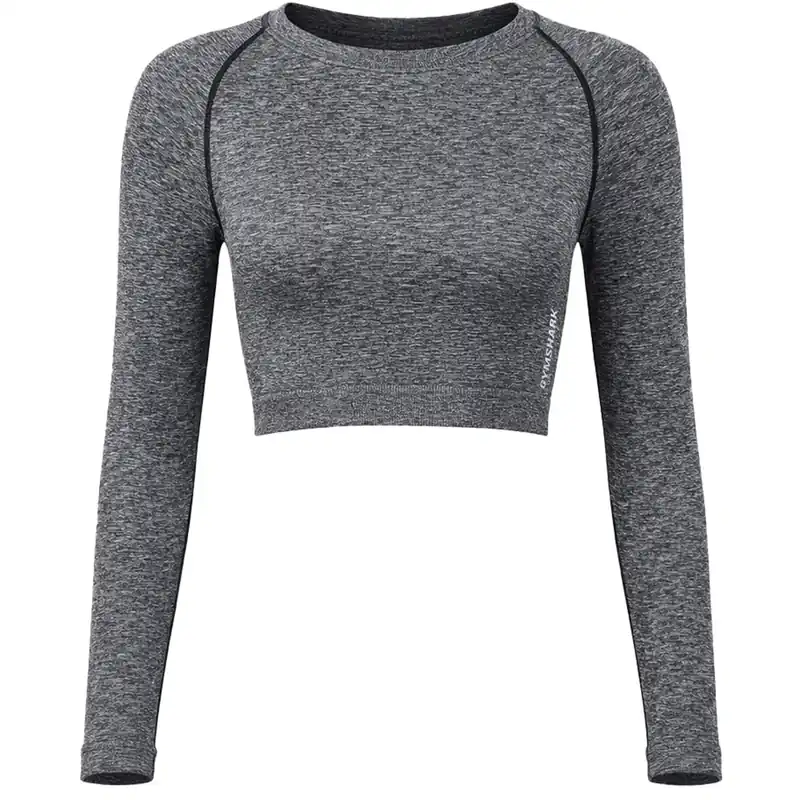 Adapt Marl Seamless Grey Crop Top - Gymshark
