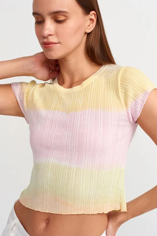 Women's Crop Ombre Ribbed Knit Sweater - Dilvin
