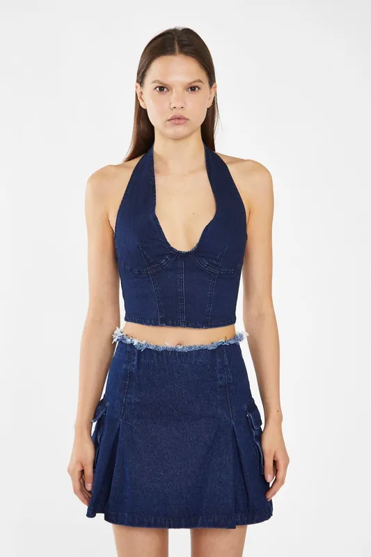 Denim Cargo Mini-Skirt