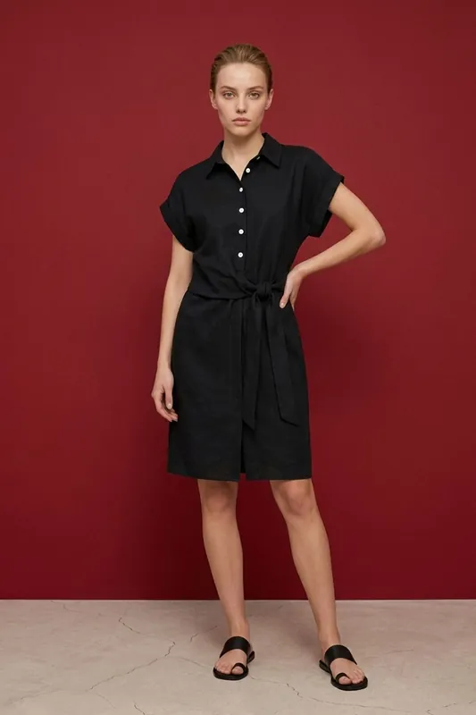 Cotton Poplin Mini Shirt Dress - MyFashion