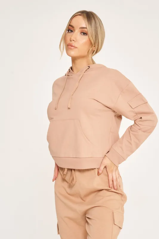 Camel Hoodie Sweatshirt Short - ELAINA FASHION