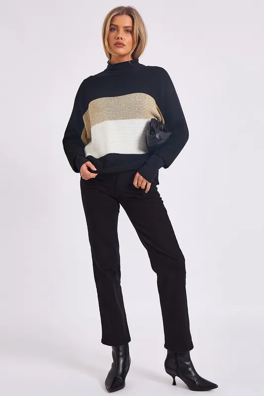 Stripe Knit Oversized Jumper - Gini London