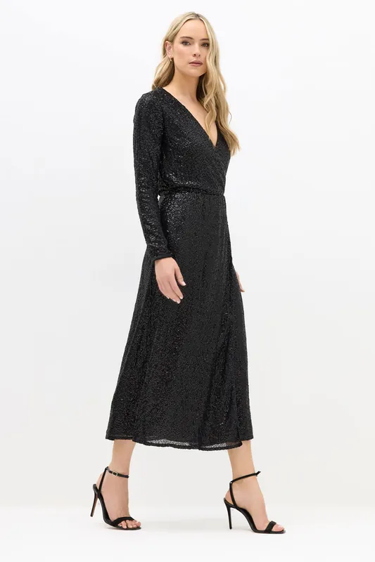 Tall Sequin Wrap Dress - Long Tall Sally