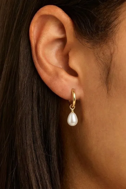 Gold Plated Pearl Drop Earrings - Serla