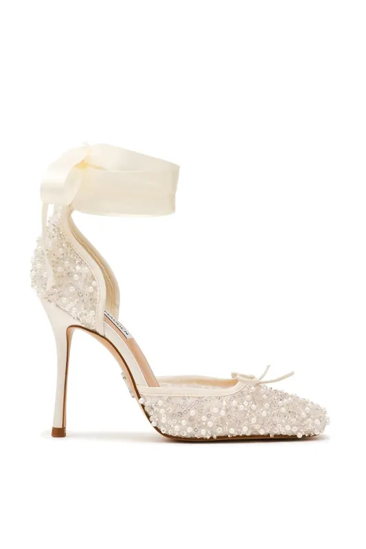 Larina White Sequin' Fabric Heels - STEVE MADDEN