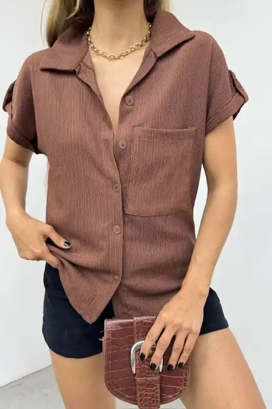 Textured Button-Up Shirt with Pocket
