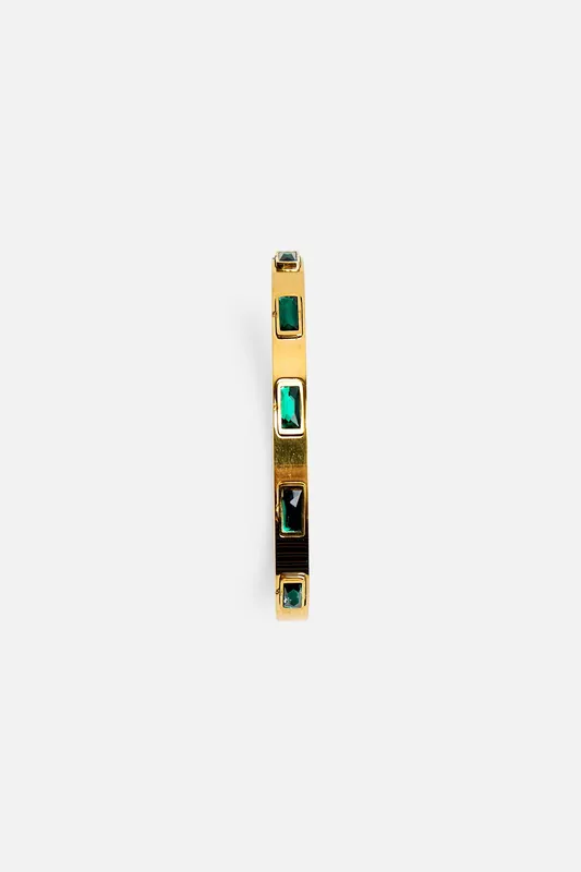 Gold Plated Bangle With Glass Stones - Public Desire
