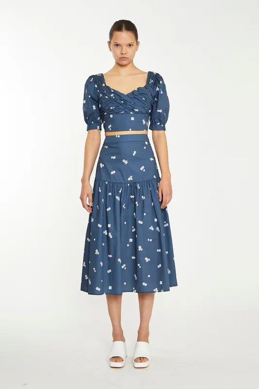 Dropped Waist Midi Skirt - Shnoo