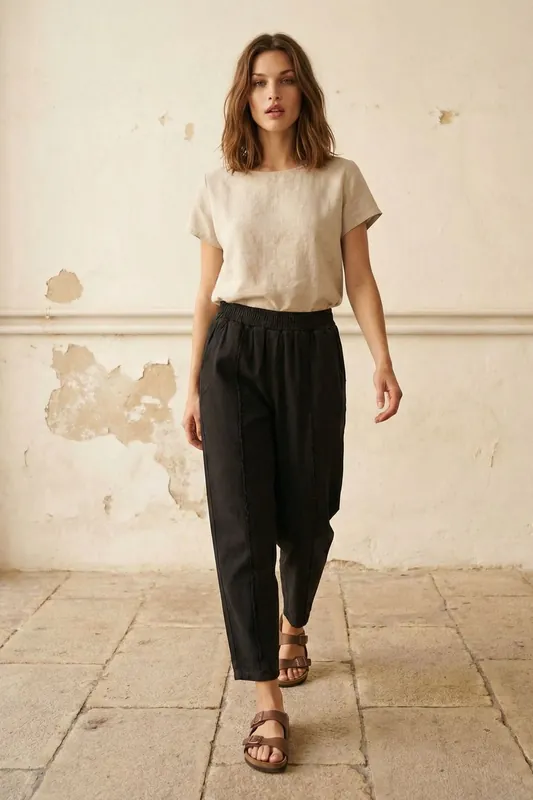 Elastic Waist Straight Leg Pants - MyFashion
