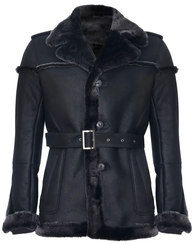 Merino Sheepskin Suede Jacket with Tie Belt-Granada