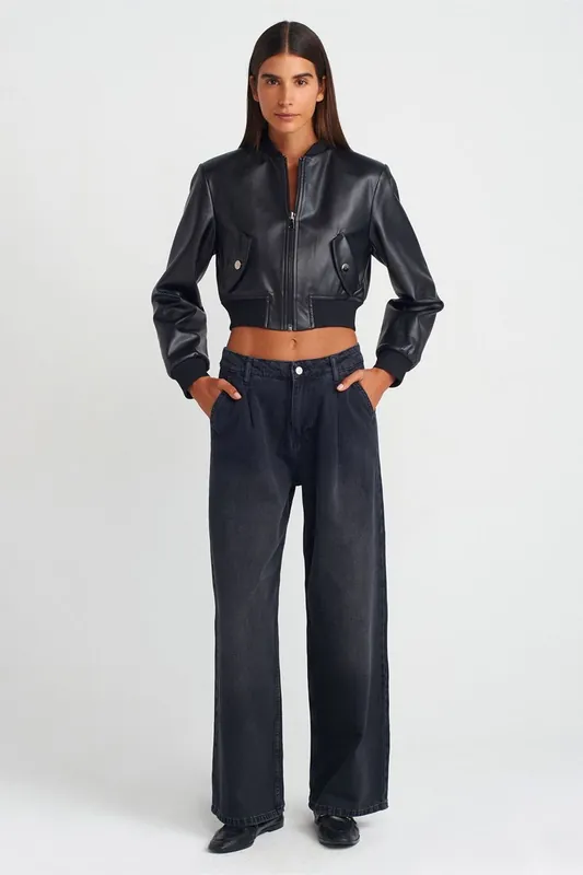 High Waist Wide Leg Cotton Denim Jeans - Dilvin