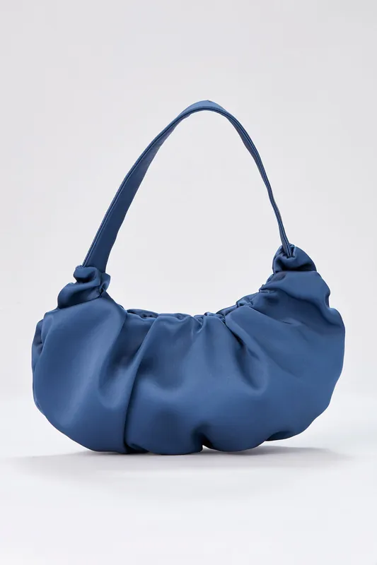 Pleated Satin Shoulder Bag - Belissh