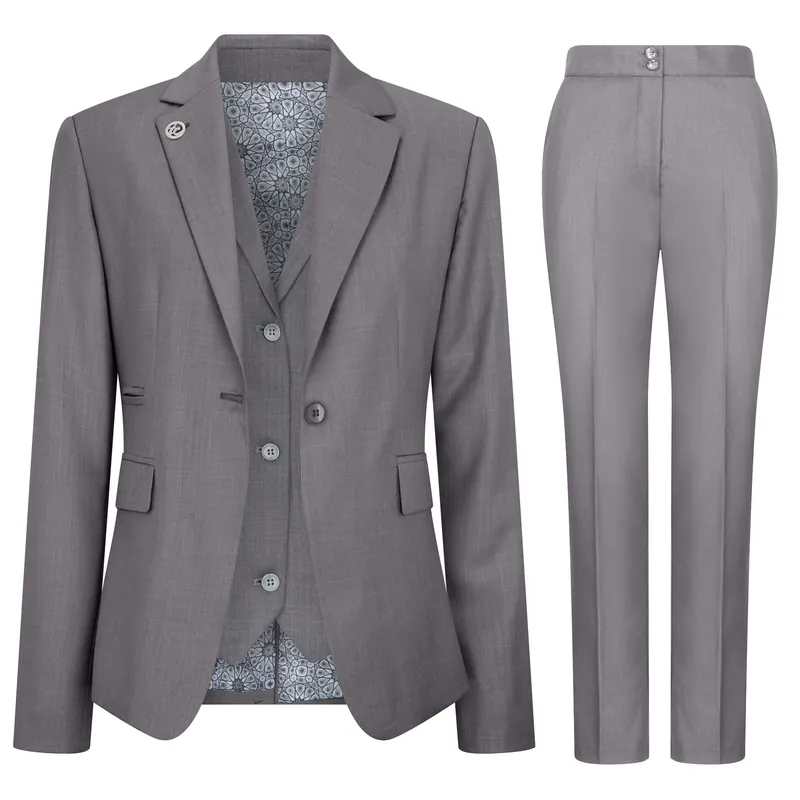 Women's 3 Piece Tailored Fit Plain Formal Office Suit - Infinity Leather