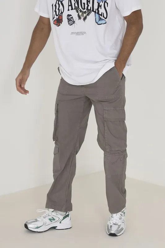 Cotton Poplin Loose Fit Cargo Trousers - Brave Soul