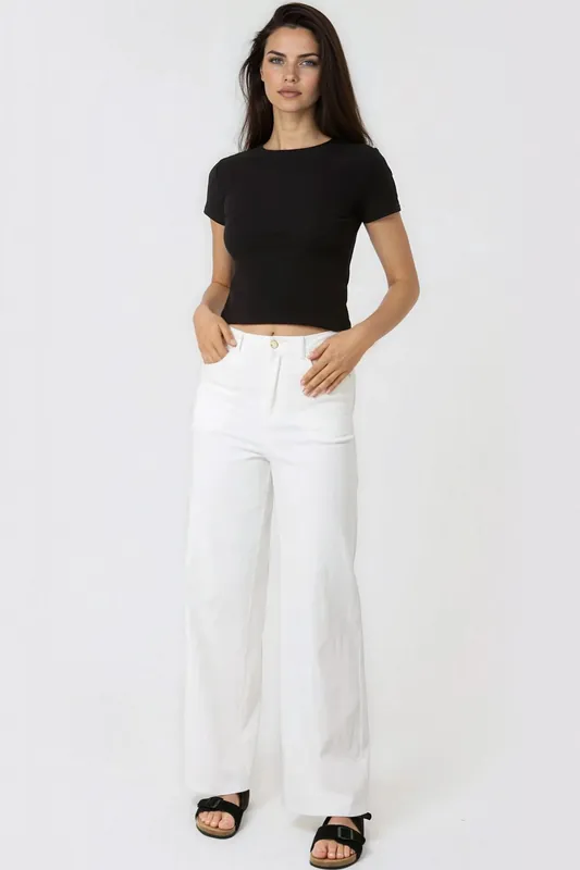 White Wide Leg Jeans - Aftershock London