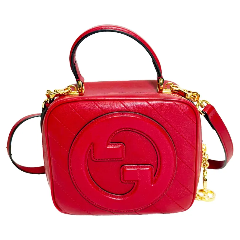 Preloved Small Blondie Top Handle Bag in Burgundy Calf Leather - Gucci