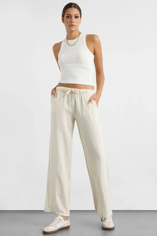 Elastic Waist Straight-Leg Pants