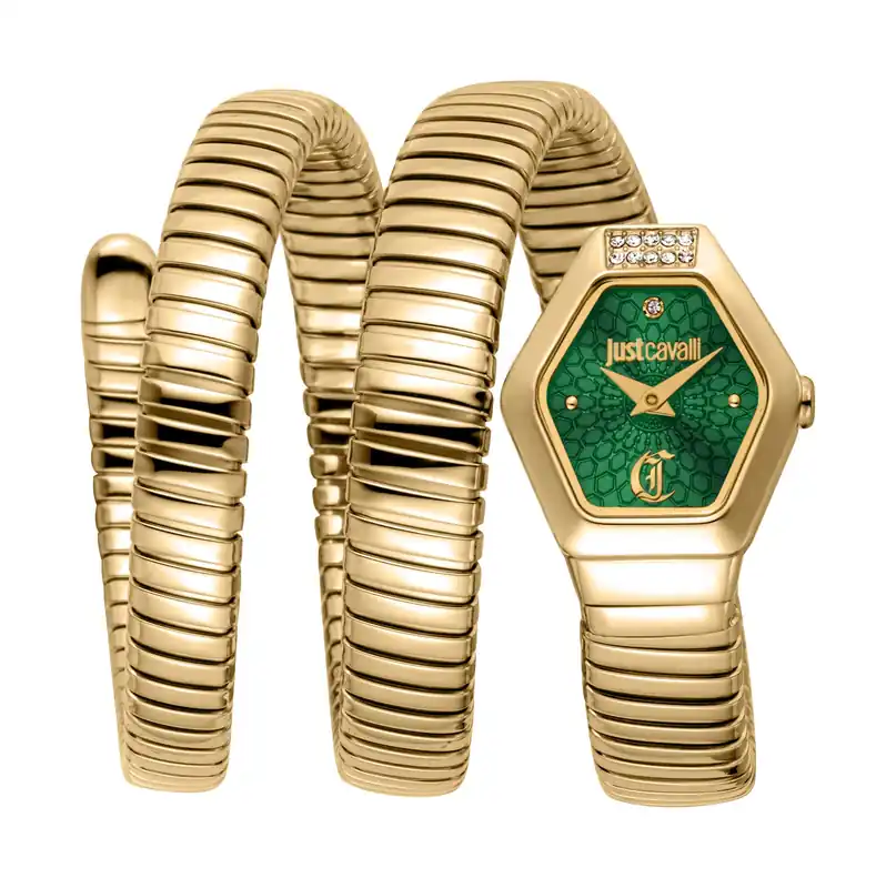 Women's Snake 316L Stainless Steel Gold Analogue Watch One Size - Just Cavalli