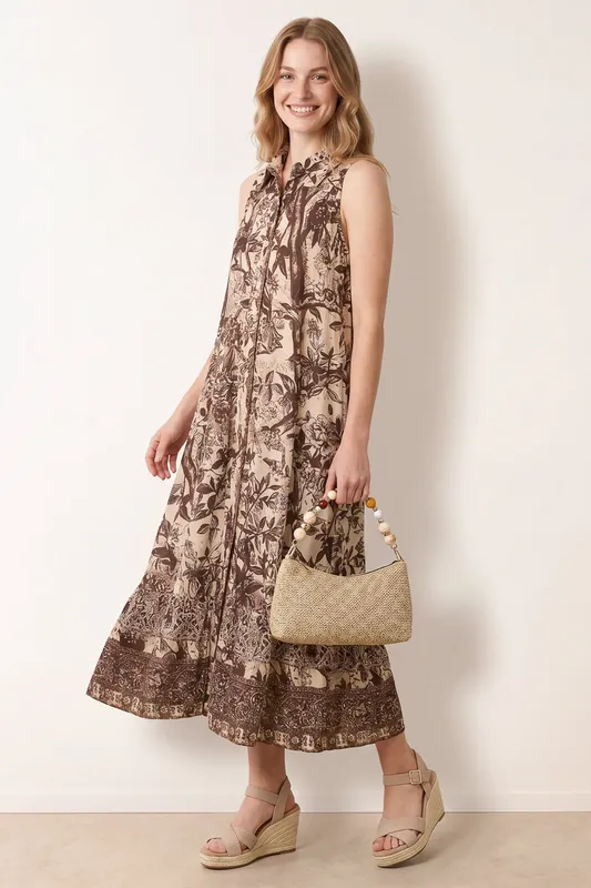 Brown Midi Shirt Dress - Blue Vanilla