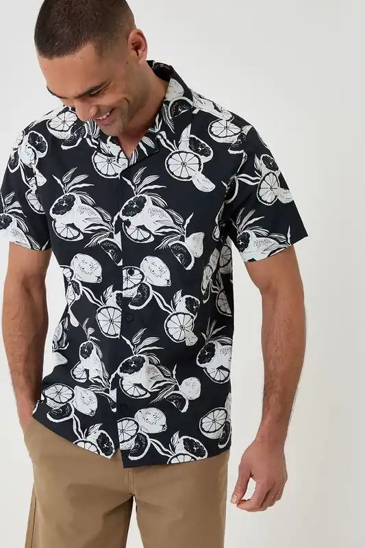 Citrus Print Cotton Short Sleeve Shirt - Threadbare