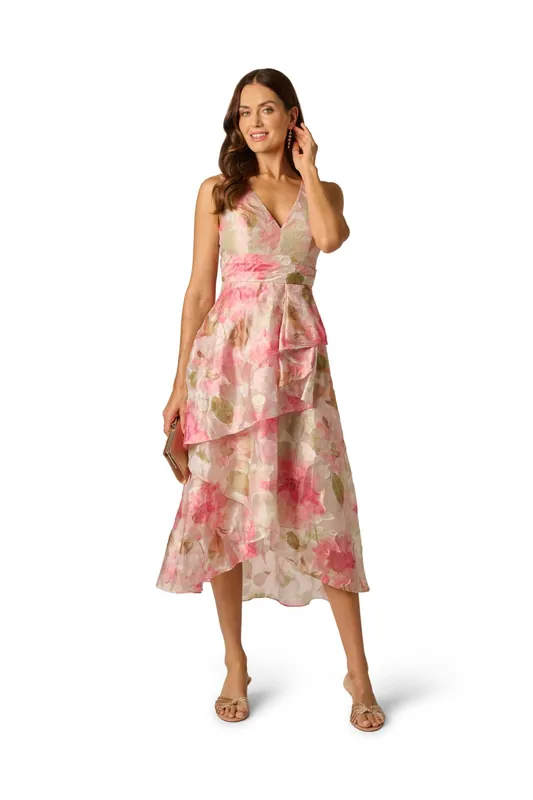 Cascade Organza Midi Dress - Adrianna Papell