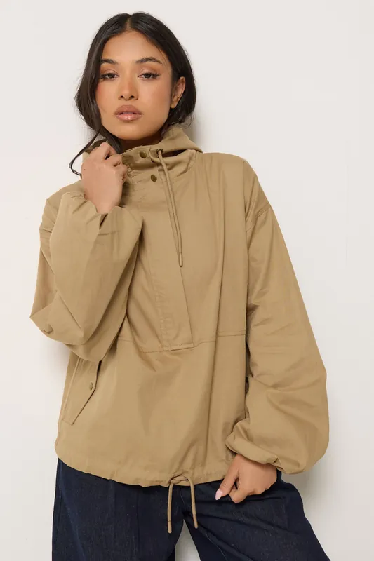 Petite Half Zip Hooded Windbreaker Jacket - PixieGirl