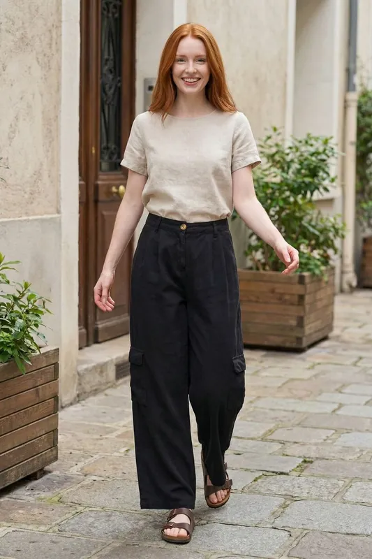 High Waist Wide Leg Cargo Trousers - MyFashion