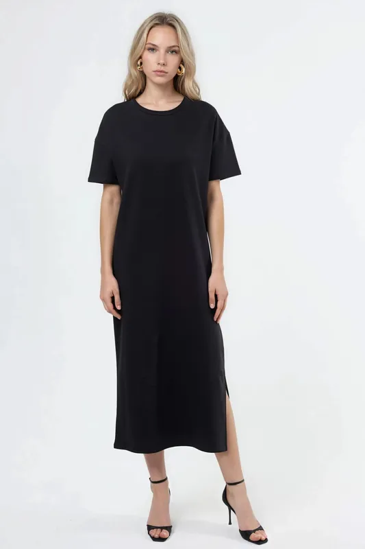 Crew Neck Midi T-Shirt Dress