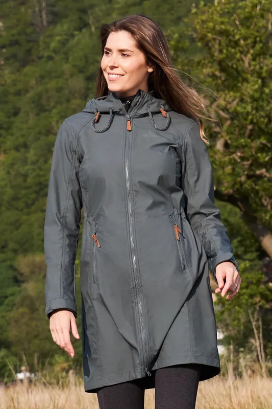 'Iona' Water Resistant Longline Softshell Rain Jacket - Mountain Warehouse