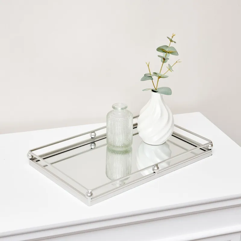 Silver Rectangle Mirrored Display Tray - Melody Maison