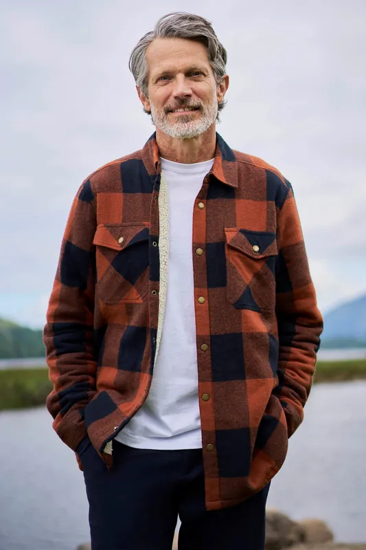 Pinn' Stylish Warm Button Down Borg Lined Flannel Relaxed Fit Shirt - Mountain Warehouse