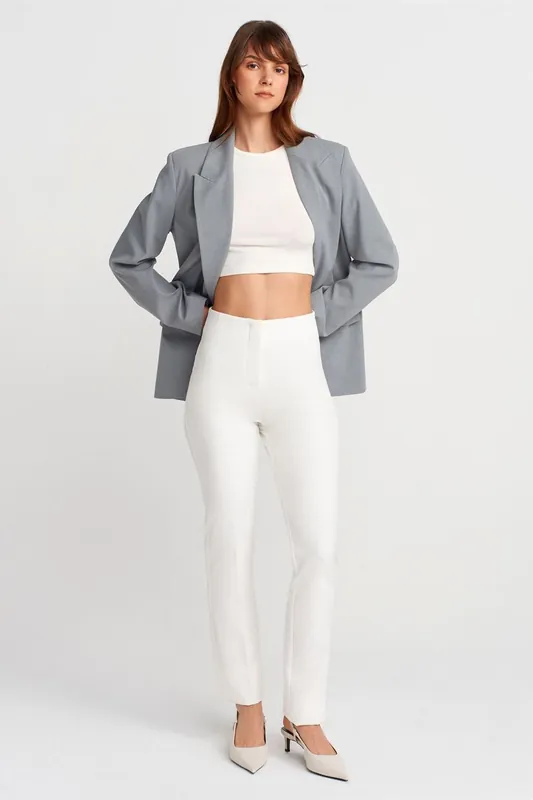 High-Waist Pleated Flare Trousers