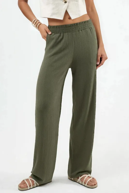Straight Leg Textured Pants - Hiccup