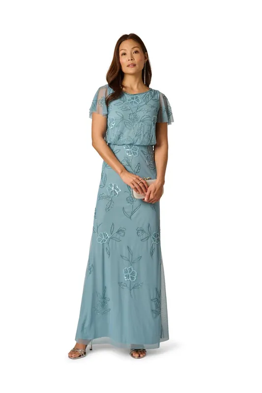 Bead Blouson Long Dress - Adrianna Papell